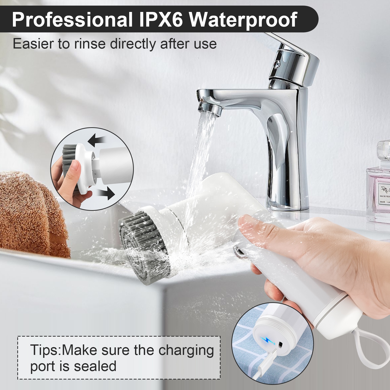Wholesale Rechargeable Bathroom Handheld Spin Scrubber Brush Electric Scrubbers Power Scrubber For Cleaning 3 In 1 About 60mis