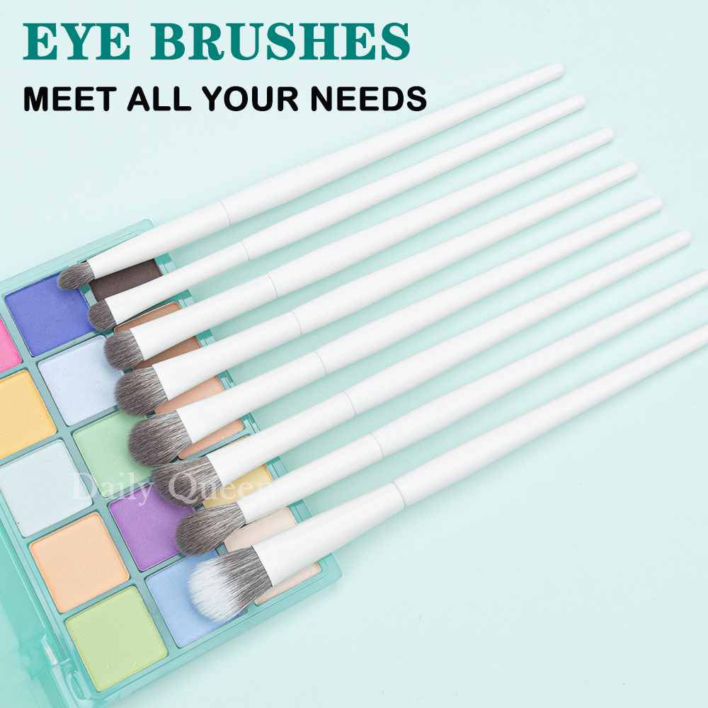 Daily Queen &amp; Mor-phe 19pcs Grey Nano Hair White Handle Powder Makeup Brushes Premium Quality &amp; Luxurious Feel Custom Logo