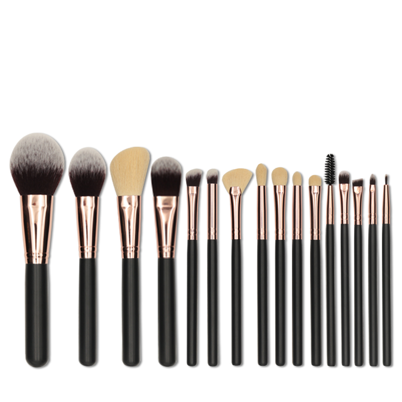 16pcs Professional Flat Makeup Brushes Set with Bag Includes Foundation Blending Eyeshadow Tools for Travel