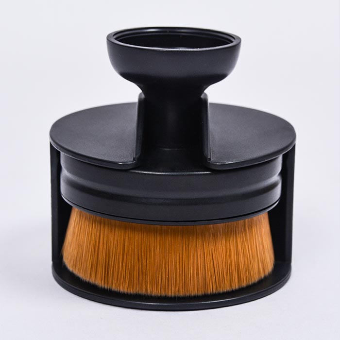 Dongmei Unique New Stamp Makeup Brush Professional Large Kabuki Brushes Black Big Flat Top Round Foundation Brush with Stand