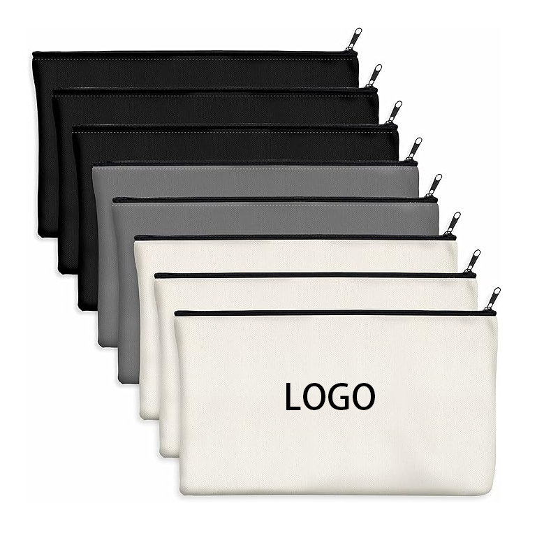 Fashion Letter Eco-Friendly Pencil Case Cosmetic Bag Zipper Closure Cotton Canvas Material For Makeup Travel Stationery Storage
