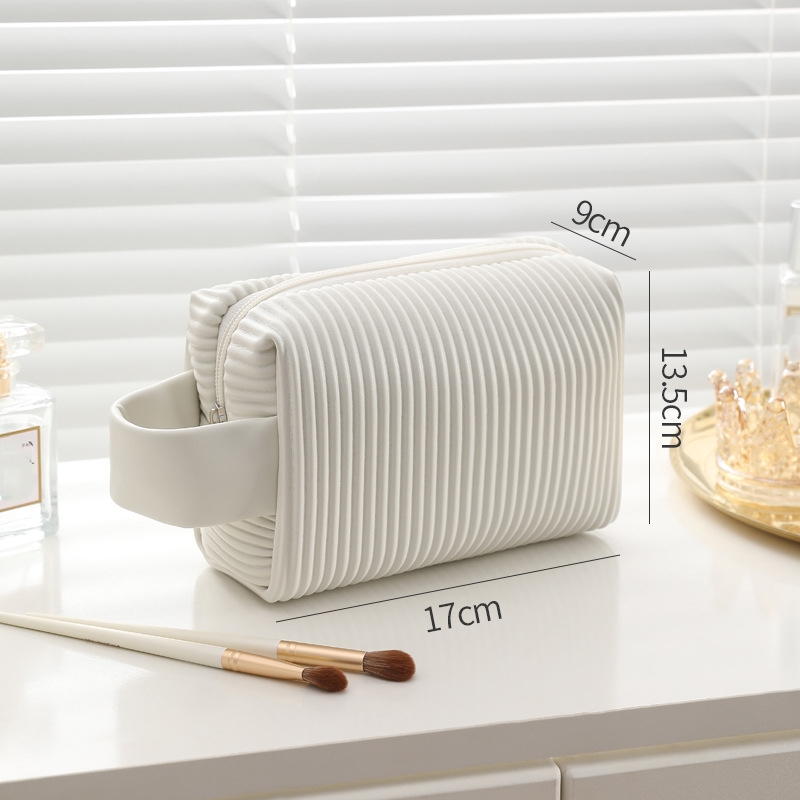 Pu Striped Leather Makeup bag display 2