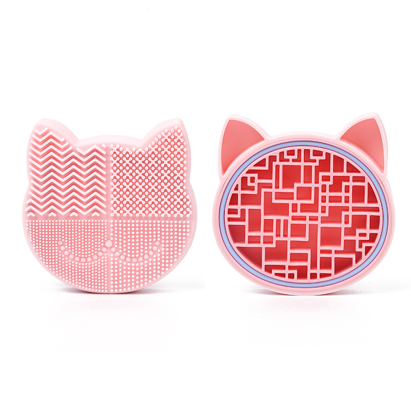 2 in 1 Silicon Design Makeup Brush Cleaning Mat with Brush Drying Holder