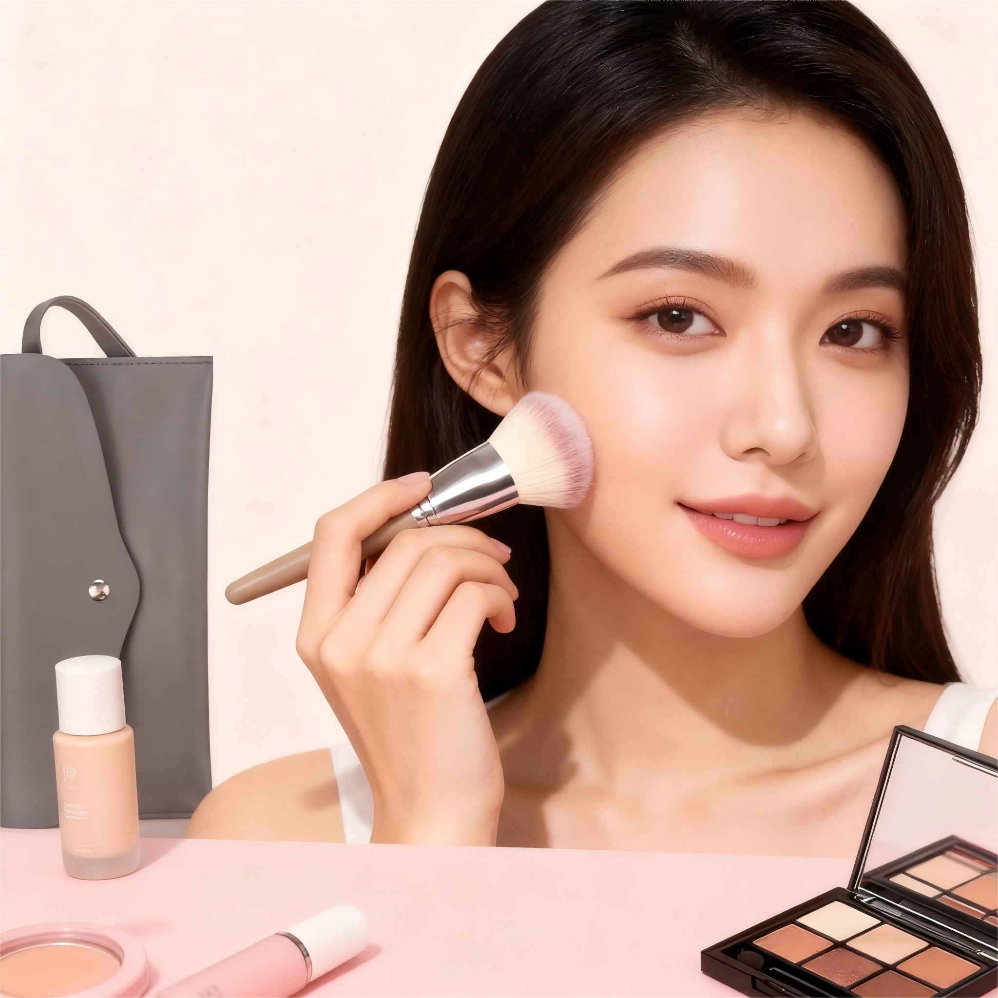 15-Piece Travel Makeup Brush Set Super Soft Bristles Thickened Alumina Tube-Wholesale Mini Peach Synthetic Hair Face Makeup
