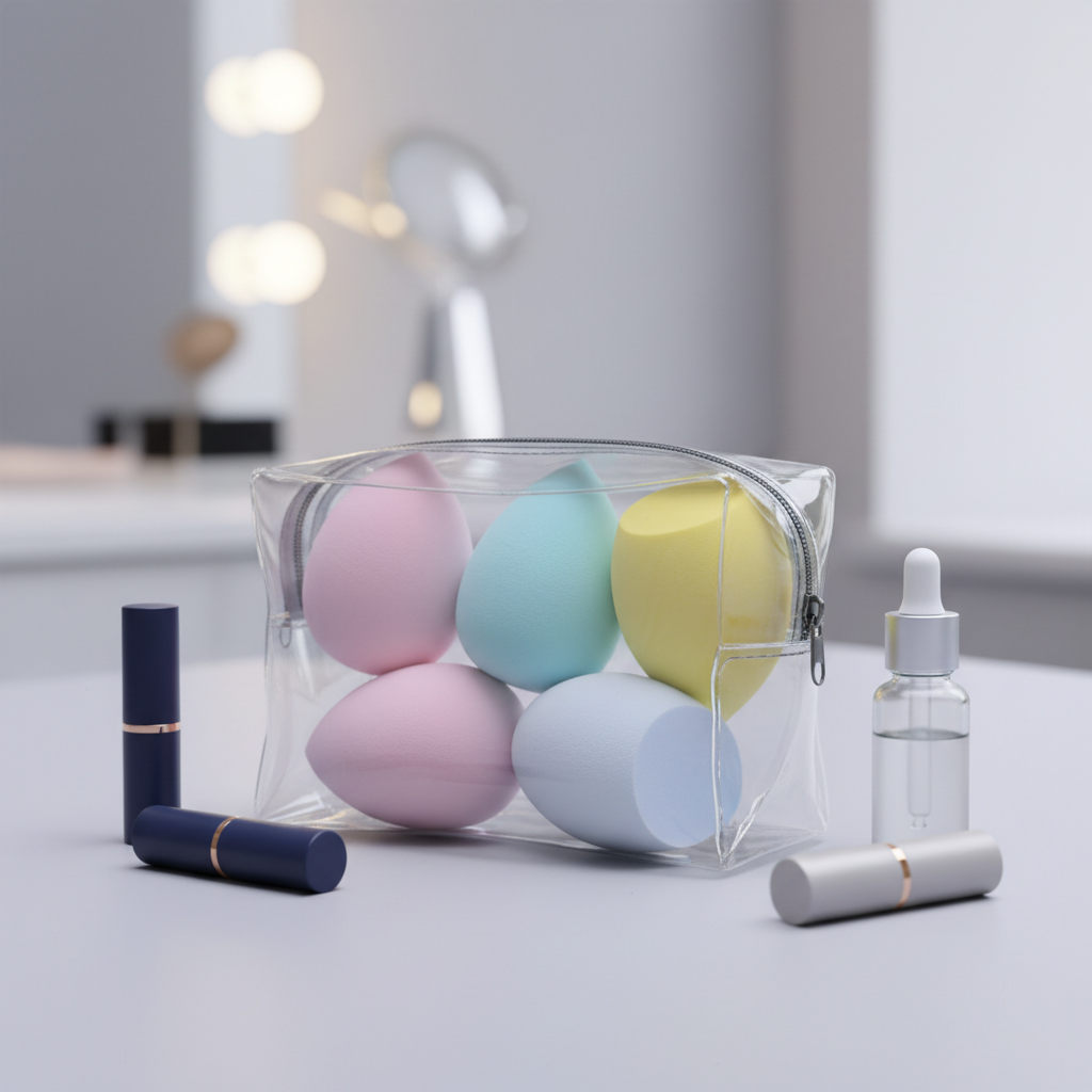 Washable Light Pink Soft Water Drop Bevel Makeup Puff Shaped Latex Free Makeup Sponge Beauty Egg Blender Wet And Dry