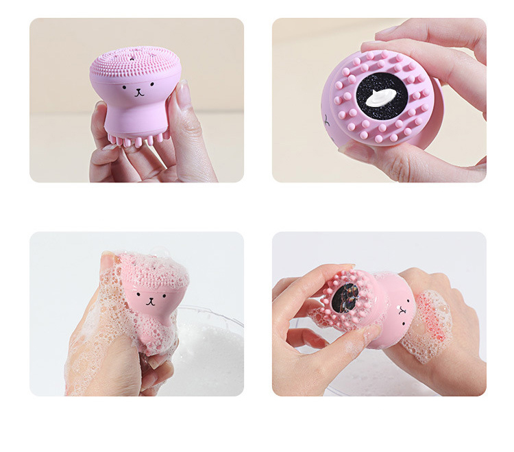 Facial Cleansing Brush Jellyfish Exfoliating Silicone Face Brush Facial Scrubber Spin Cleanser Massage Baby Shampoo Brush