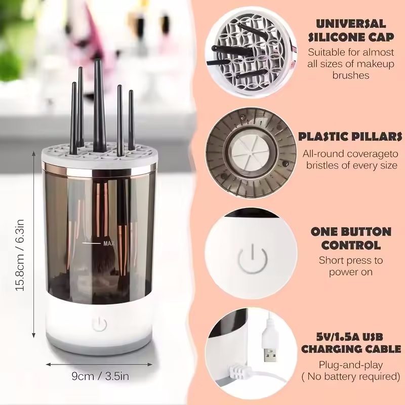 Electric Makeup Brush Cleaner Rechargeable Makeup Brushes Cleaning Tool Automatic Makeup Brush Cleaning Stand Device