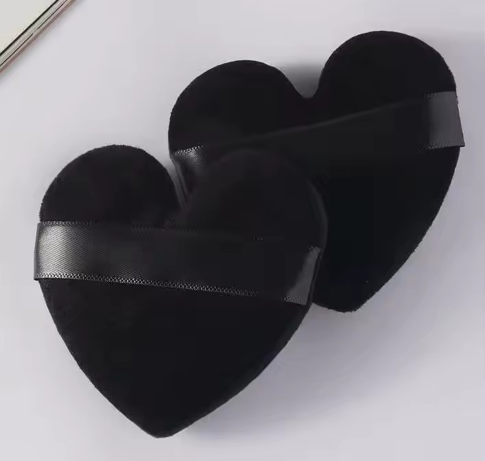 Fluffy Velour Cotton Loose Powder Puff Set Heart Shape Velvet Face Body Makeup Puff Flocking Puff