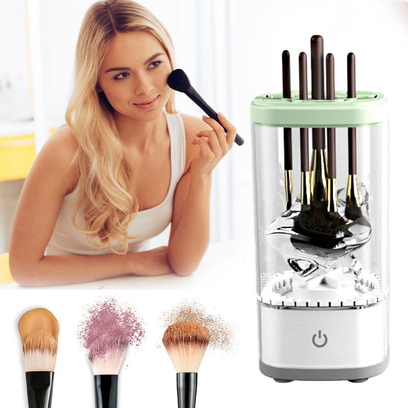 Laxney New Design Rechargeable Portable Electric Makeup Brush Cleaner with ABS/TPE Material White Color for Commercial Home Use