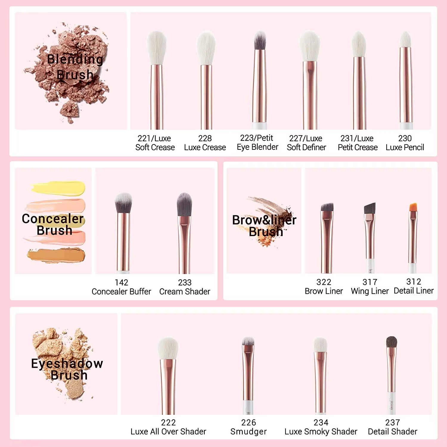 Professional Makeup Brushes Factory Wholesale Make up Eyeshadow Brush Set Eyebrow Concealer Eyeliner Brush Beauty Tools