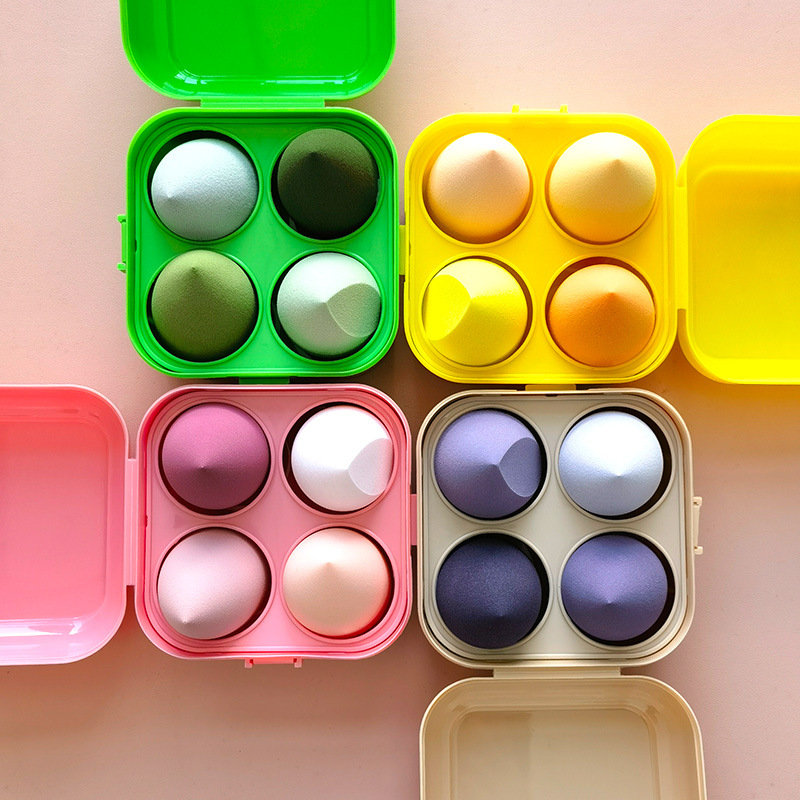 4pcs Makeup Sponge With Case Cosmetic Ball Soft Beauty Egg Foundation Blending Sponge Puff Set