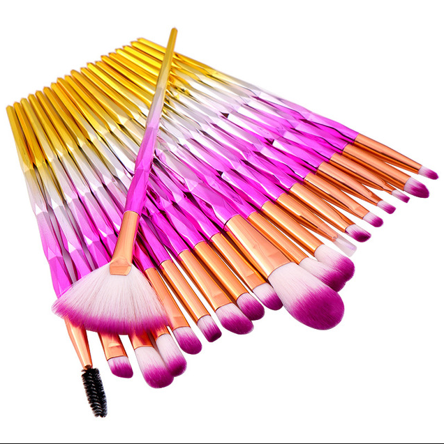 20 Pcs Professional Makeup Brushes Set Foundation Concealer Eyeshadow Brushes Portable Cosmetic Tools Mermaid Brushes