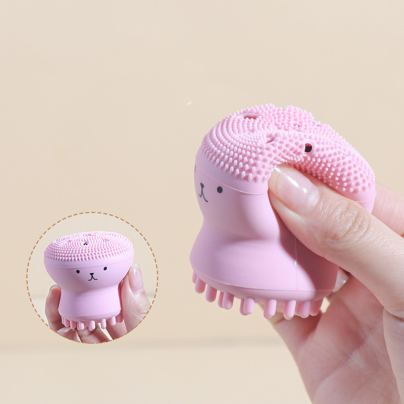Facial Cleansing Brush Jellyfish Exfoliating Silicone Face Brush Facial Scrubber Spin Cleanser Massage Baby Shampoo Brush