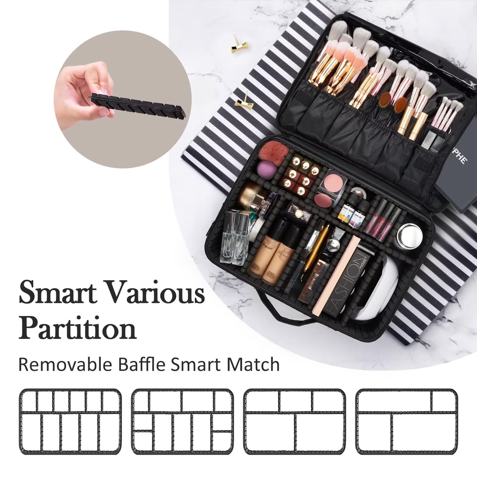 Professional Makeup Case with Mirror Travelling Cosmetic Organizer Bag Salon Barber Case Travel Makeup Box Nail Suitcase Divider