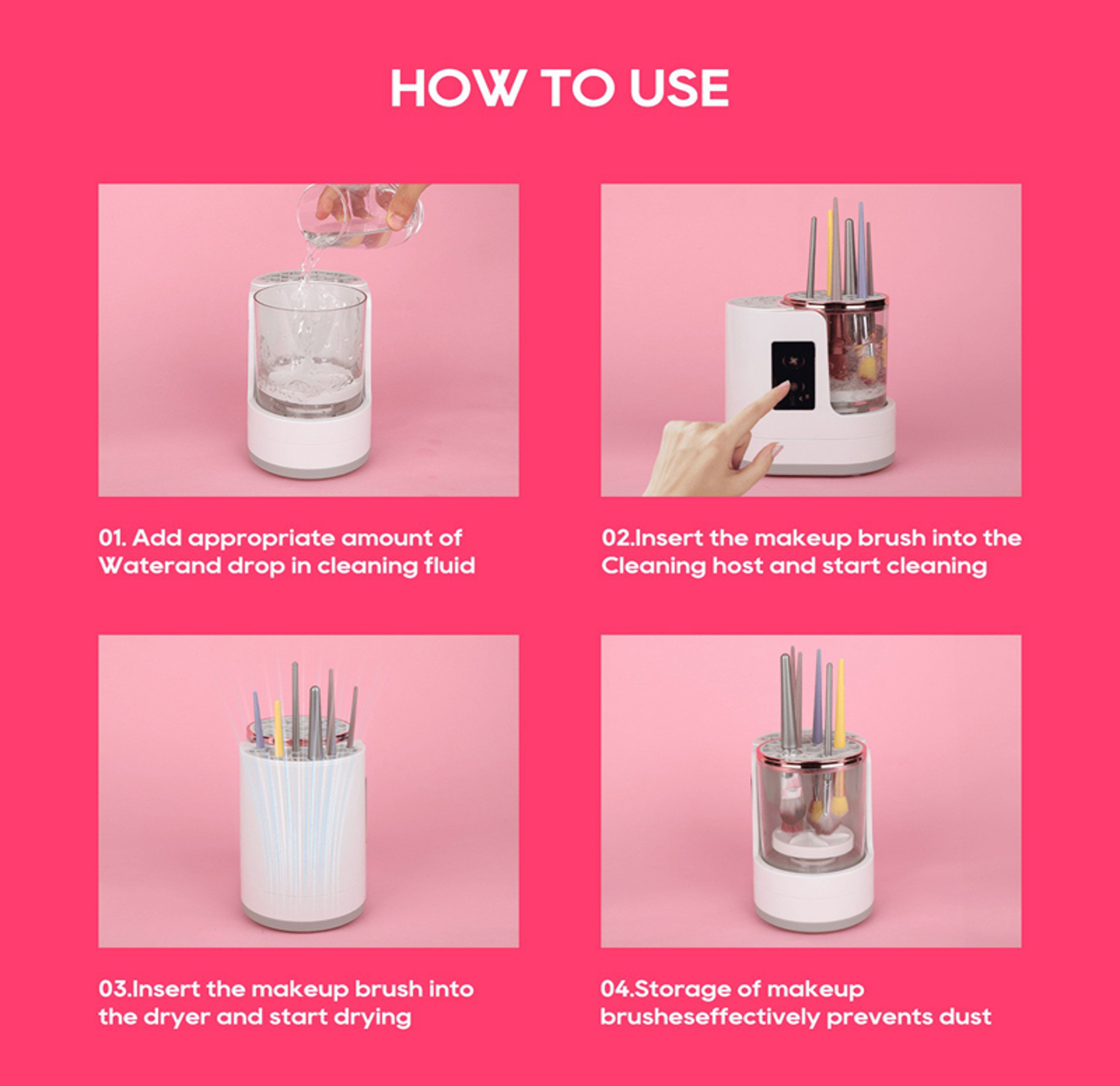 Automatic Makeup Brush Cleaner and Dryer Multi-Functional Electric Silicone Cleaner with Fast Drying and Cleansing Features