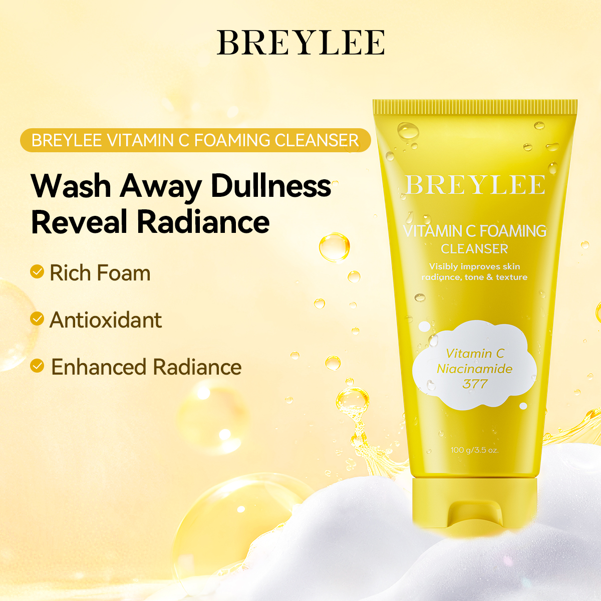 BREYLEE New Arrival Product VITAMIN C FOAMING CLEANSER Facial Face Moisturizer Wash Facial Cleanser