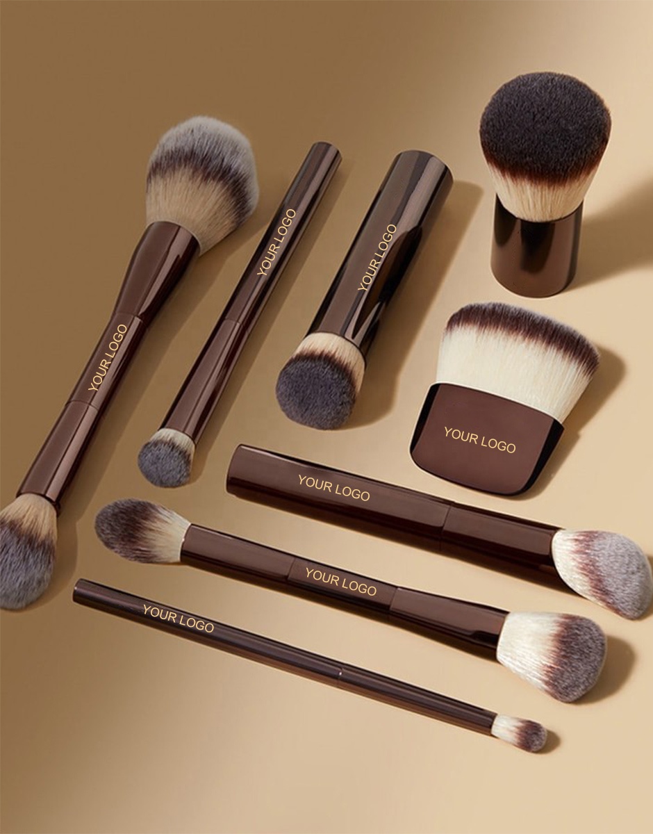 YM Luxury Professional Kabuki and Highlighter Makeup Brushes Set High Quality Double-Ended Every Single Brush for Face and Lips