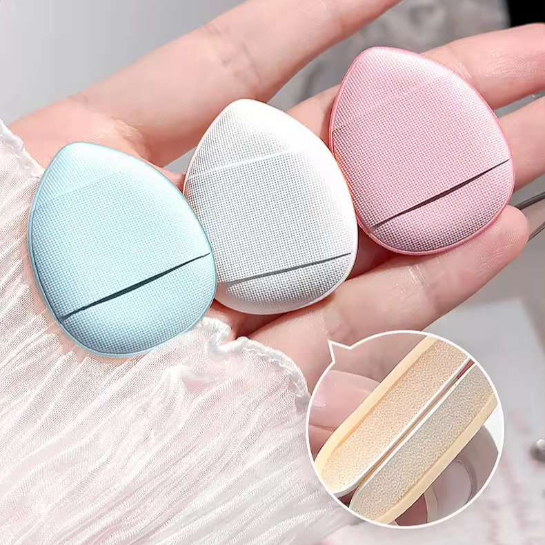 Wholesale Custom Portable Mini Finger Powder Puff Wet and Dry Soft Makeup Sponge Powder Puff