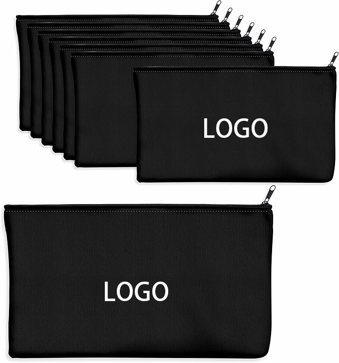 Fashion Letter Eco-Friendly Pencil Case Cosmetic Bag Zipper Closure Cotton Canvas Material For Makeup Travel Stationery Storage
