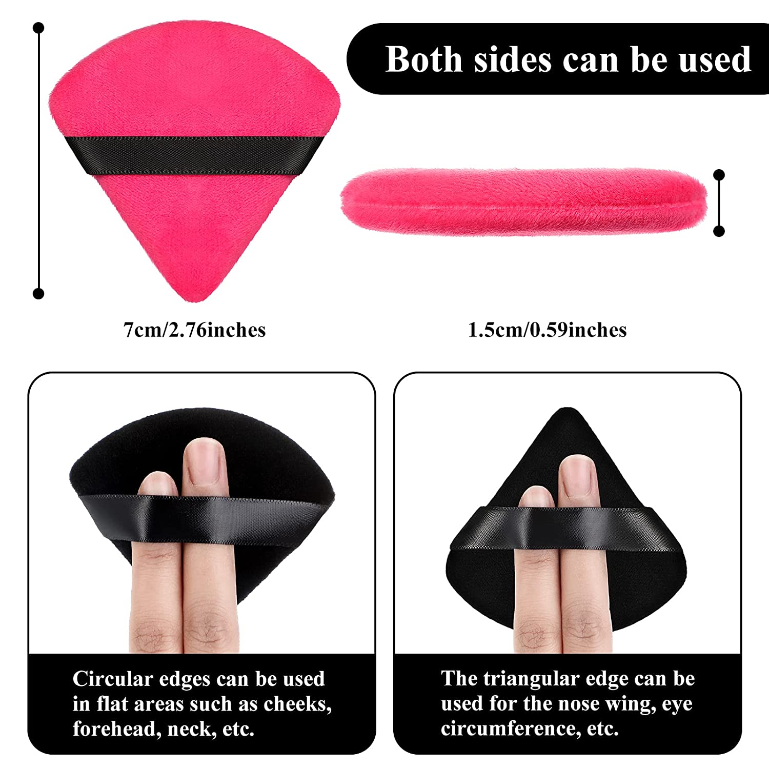 Triangle Velvet Powder Puff Heart Velvet Satin Air Cushion Makeup Sponge Powder Puff for Foundation Highlighting Powder