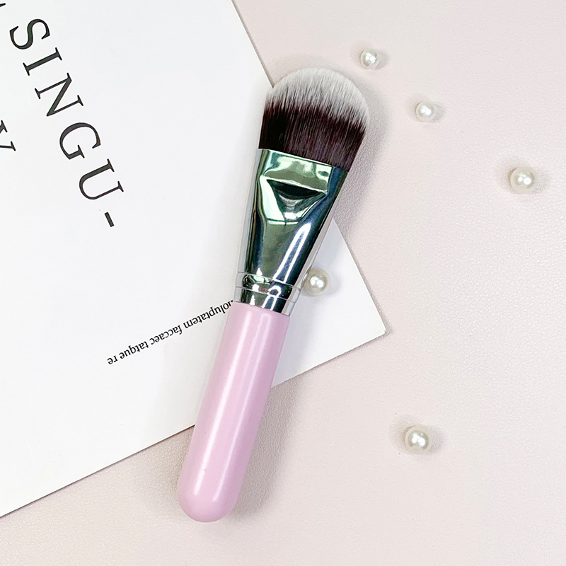 Sharp Flat Professional Face Makeup Foundation Brush with Wood Handle and Synthetic Hair-Vegan High Quality OEM Brand