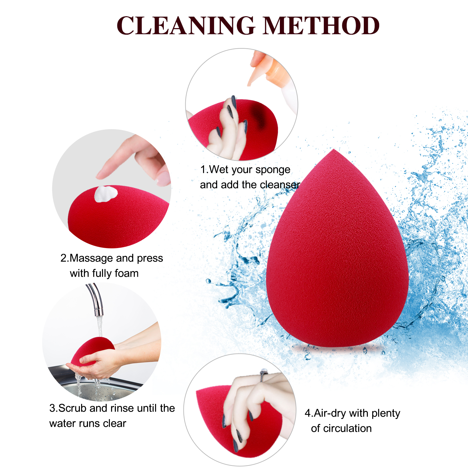 Wholesale Multi Color Hydrophilic Polyurethane Makeup Blender Beauty Sponge with Ultra Soft Fine Texture Washable