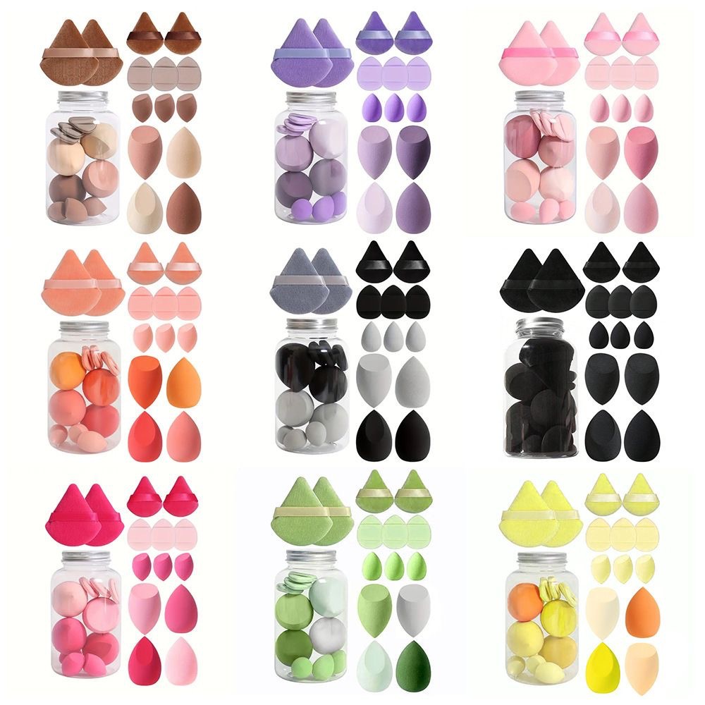 14/15Pcs Purple Soft Dry Wet Dual Use Beauty Tools Beauty Egg 4 Types Powder Puffs Foundation Tear Drop Makeup Sponge