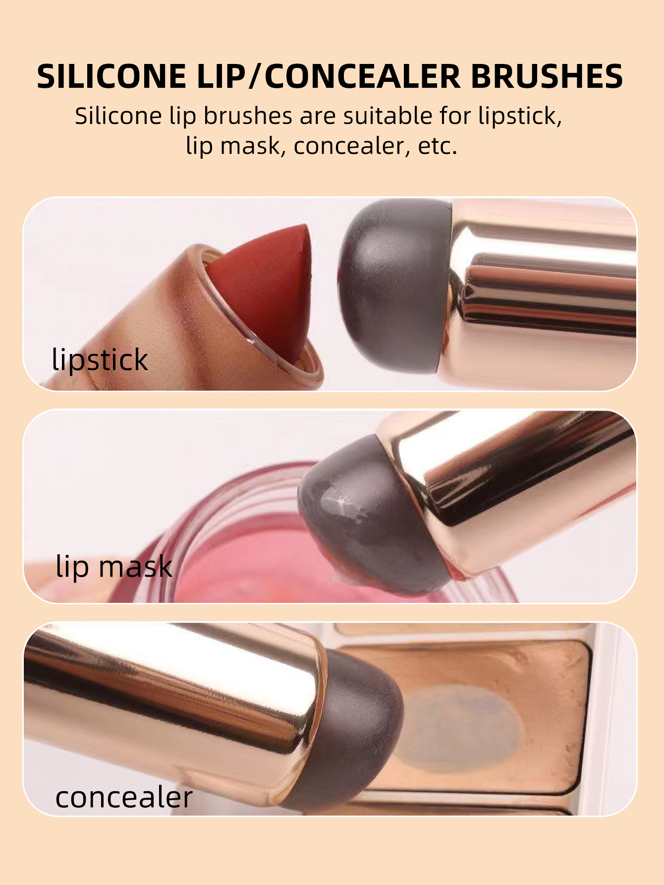 Professional Luxury New Silicone Makeup Lip Brush Lip Gloss Lip Mask Lipstick Concealer Applicator Makeup Brush With Cap