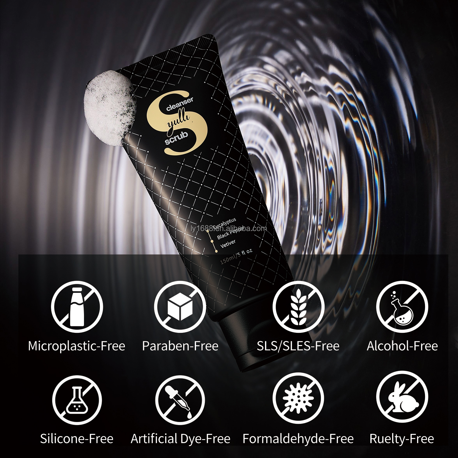 Amino Acid Organic Facial Scrub Cleanser For Men Dual Physical Exfoliating Deep Pore Cleansing Moisturizing EU Compliant