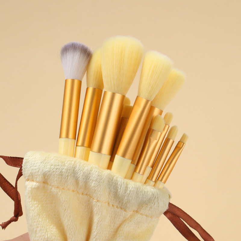 13pcs Super Soft Blush Eyeshadow Cosmetic Brush Foundation Women Flat Shape Soft Makeup Tools Bag Powder Eye Makeup Brushes Set