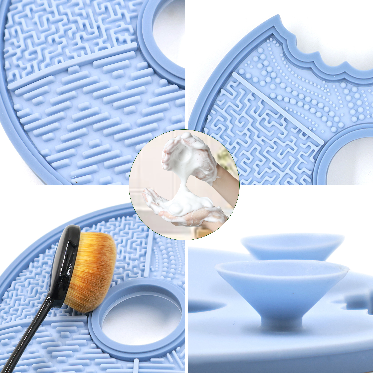 MD Silicone Makeup Brush Cleaning Mat with Suction Cup Donut Shape Cosmetic Brush Cleaner Pad Deep Cleaning Tool Wholesale