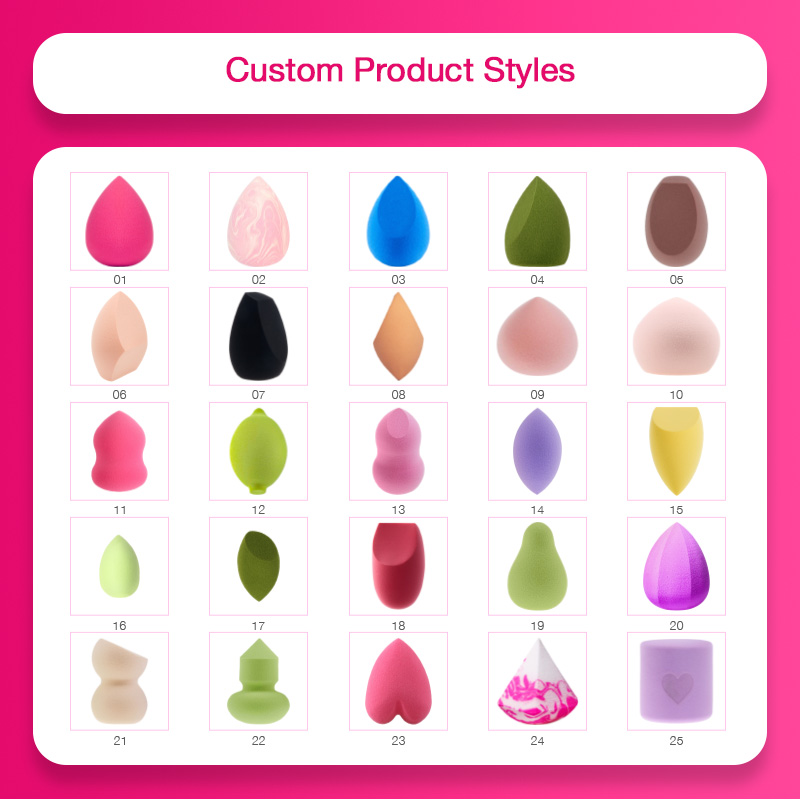 Bulk Manufacturing Packaging Latex Free Waterdrop Pink Soft Blender Sponge Set Custom Beauty Makeup Sponge Logo Printing
