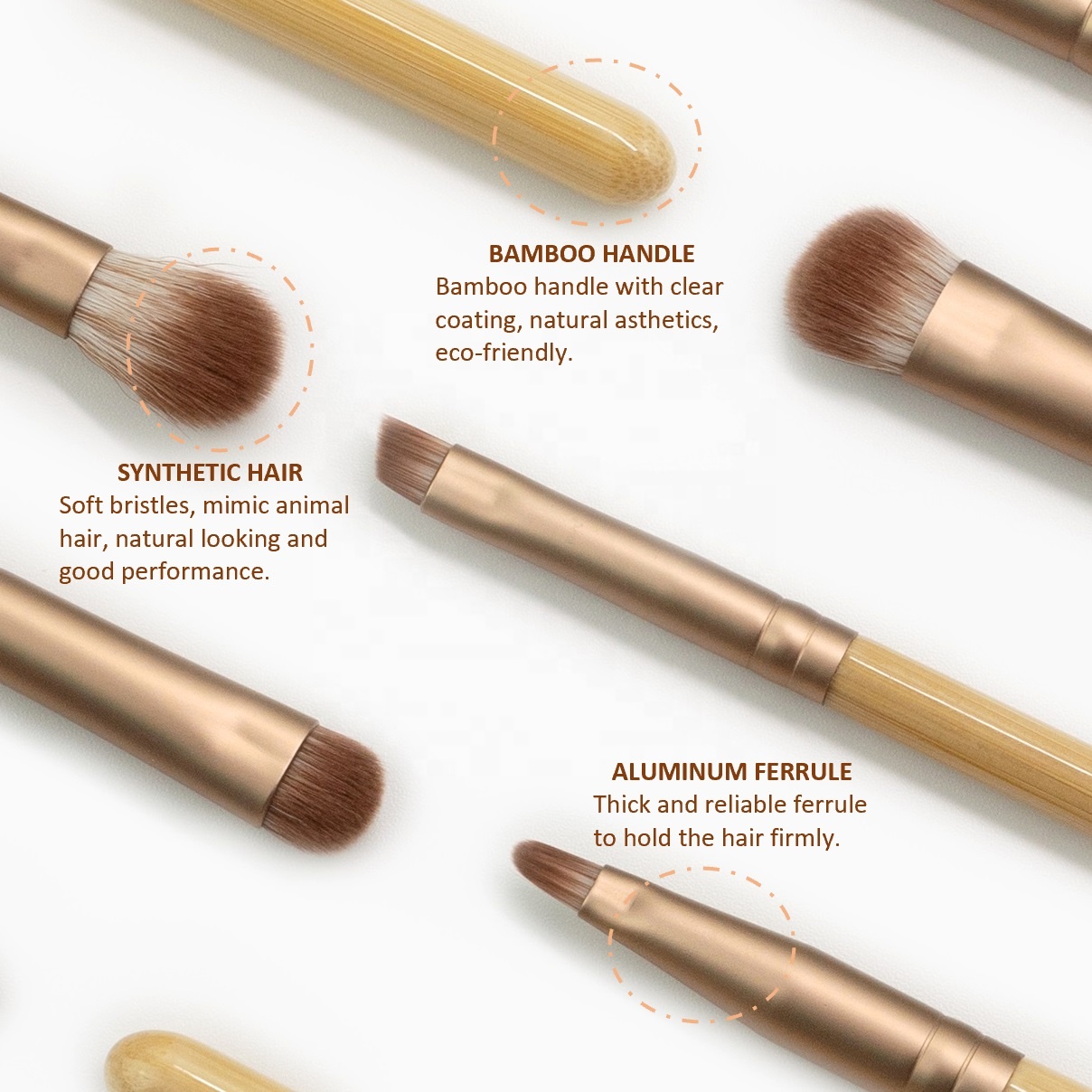 Professional Eyeshadow Makeup Brush Natural Bamboo Handle Custom Logo Eye Brush Synthetic Hair All Over Shadow Cosmetic Brush
