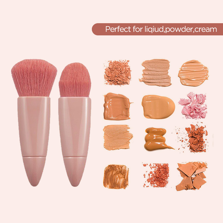 Portable 5pcs Multi-Function Synthetic Hair Makeup Brush Set Foundation Powder Blush Eye Shadow Face Cosmetic Kit Mirror Case