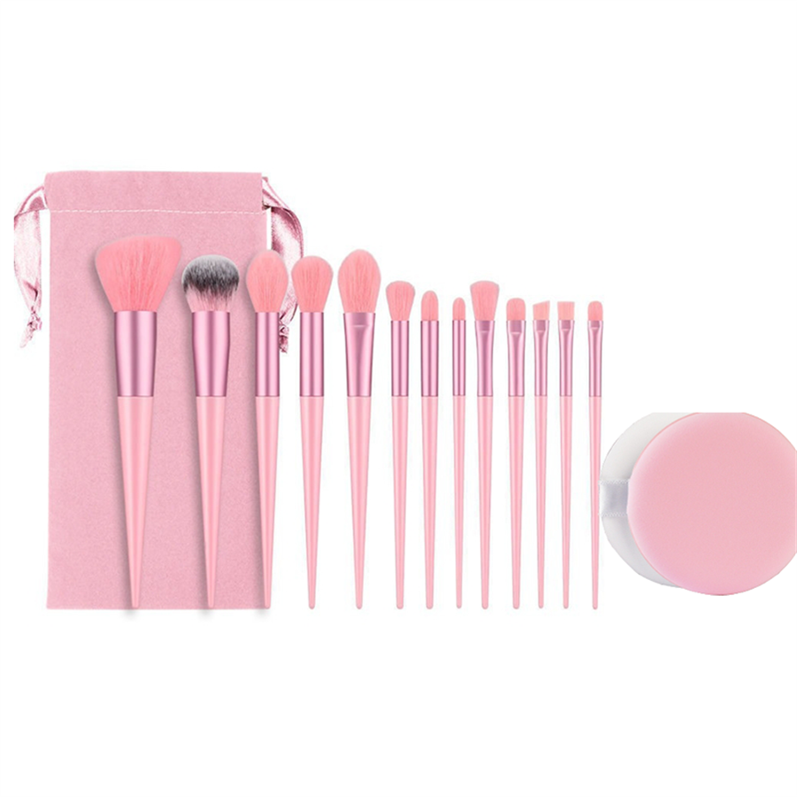 High Quality 13pcs Plastic Handle Makeup Brush Set Soft Nylon Bristles for Eyeshadow Eyeliner Cheap Price for Face Eye Makeup