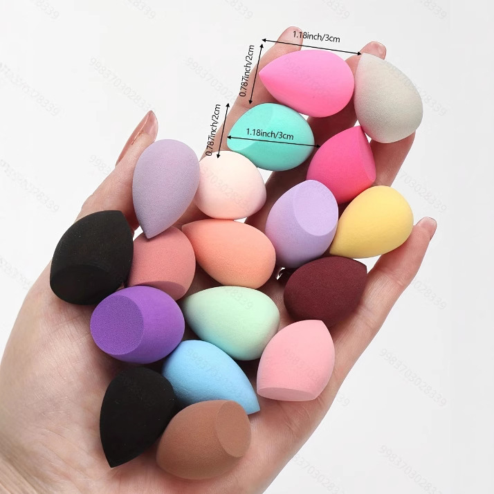 Mini Water Droplets Shaped Oblique Cut Washable 60 Piece Bagged Beauty Makeup Egg Sponge Powder Puff