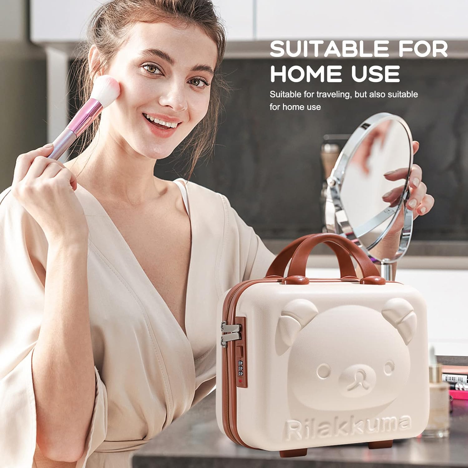Portable Waterproof Hand Luggage Vanity Case 10 L with Combination Lock Cosmetic Travel Case ABS