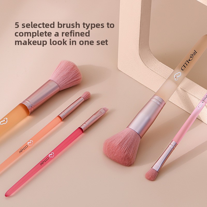 5-Piece Eye Makeup Brush Set with Synthetic Fibre Bristles Plastic Handle Comfortable Grip for Eyeshadow Lip &amp; Blush Application