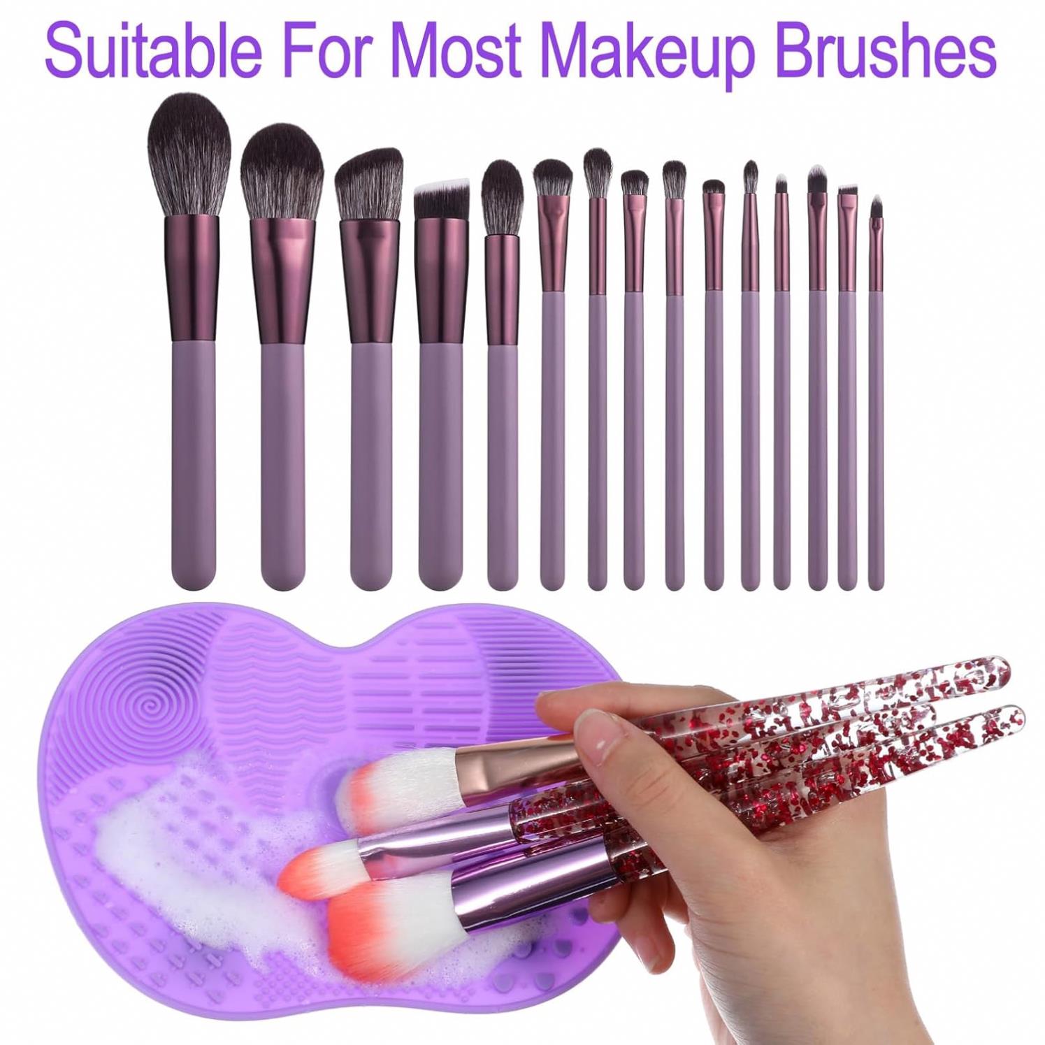 Reusable Silicone Makeup Brush Cleaning Pad Mat Deep Cleaning, Non-Slip, Fast Dry, Bristle Protection