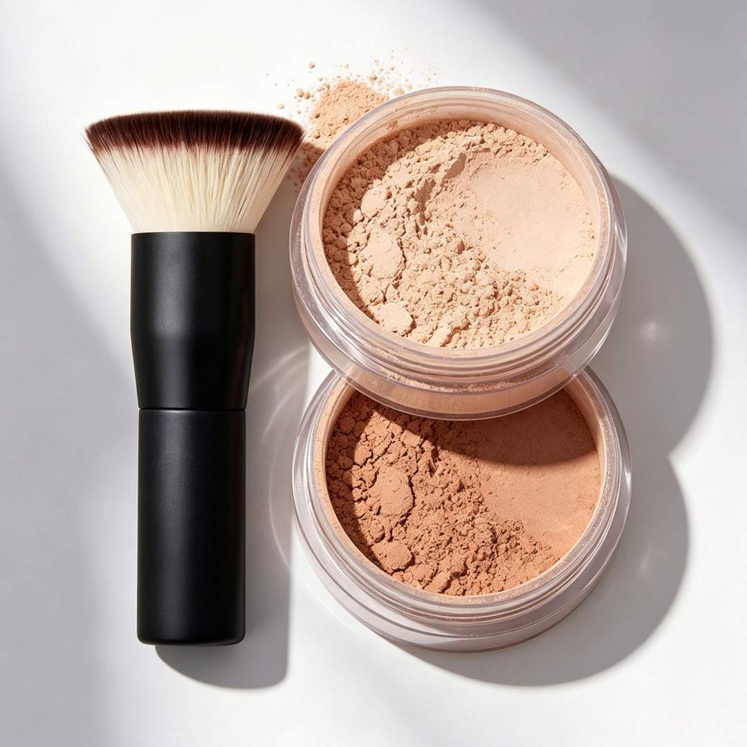 Flat Head Powder Brush Deep Blue Recommended Ultra Soft Fiber Bristles Beginner Makeup Base Facial Portable Setting Brush