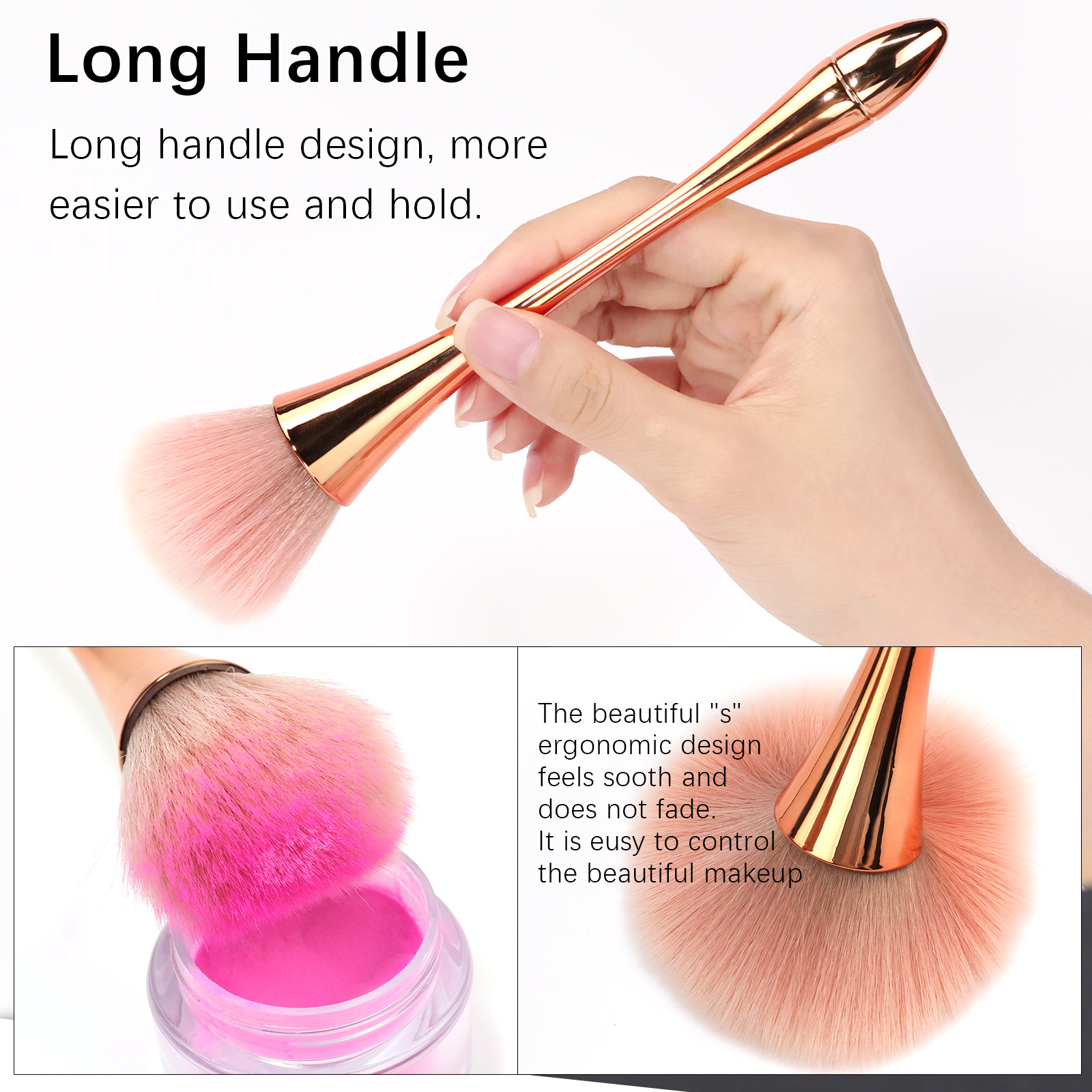 Slim Waist Nail Art Dust Brush Blusher Compatible Makeup Brush Internet Celebrity Loose Powder Brush