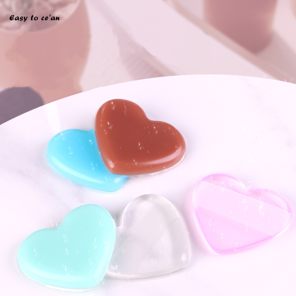 Custom Logo Beauty Makeup Tool Cosmetic Foundation Applicator Pink Powder Puff Soft Face Makeup Sponge Silicone Heart Shape Puff