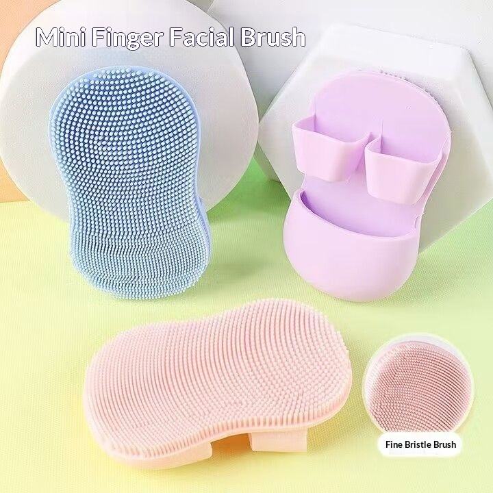 Mini Silicone Finger Face Brush, Soft Silicone Exfoliating Cleanser For Nose, Blackhead &amp; Makeup Removal