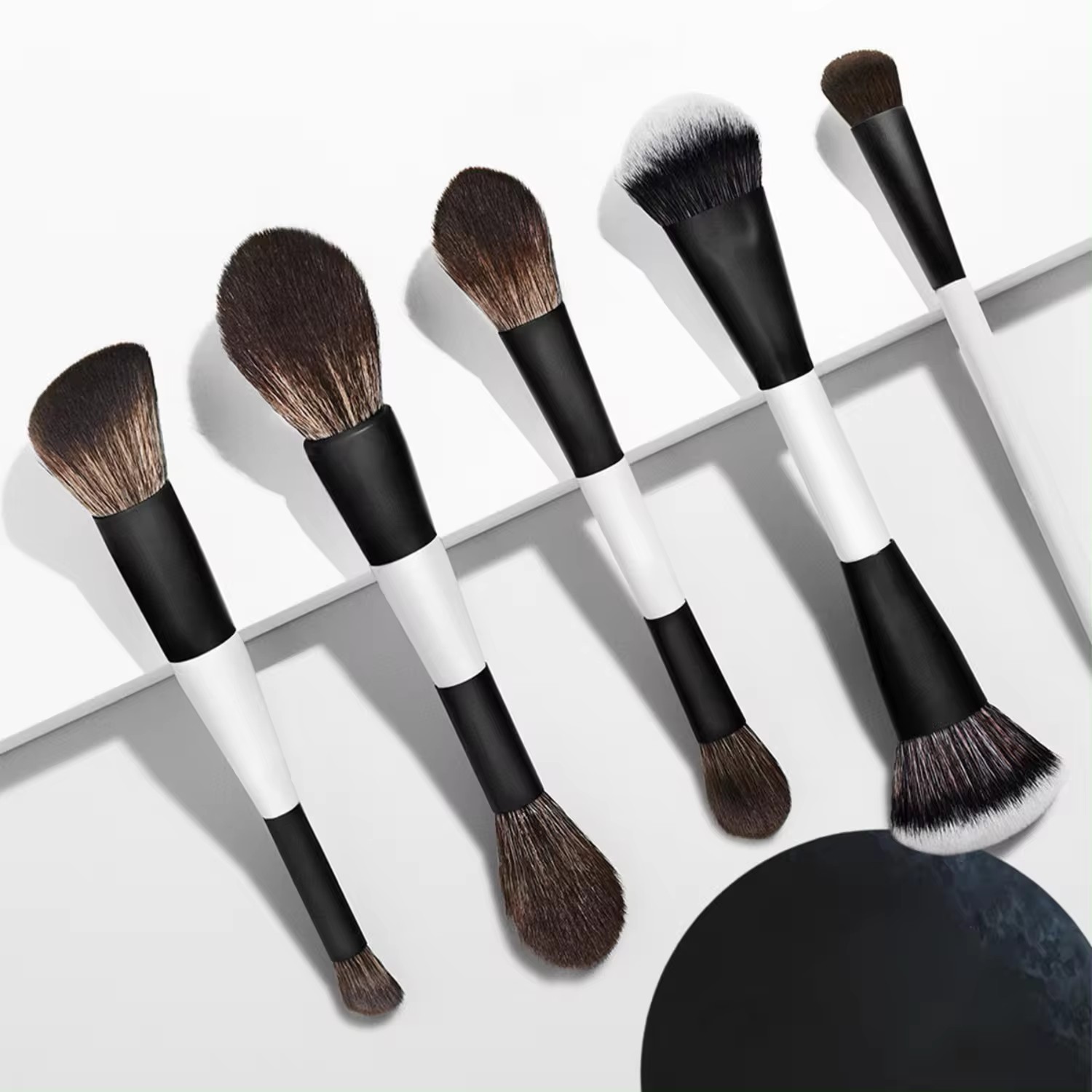 New Custom Professional Double Ended Makeup Brushes Vegan Synthetic Contour Powder Concealer Blush Brush Luxury Makeup Brush Set