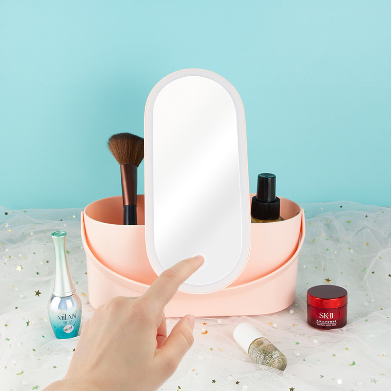 Travel Portable Fashion Exquisite Plastic Makeup Case Mirror Rotating Design Water Resistant Thread Accept Customization Plastic