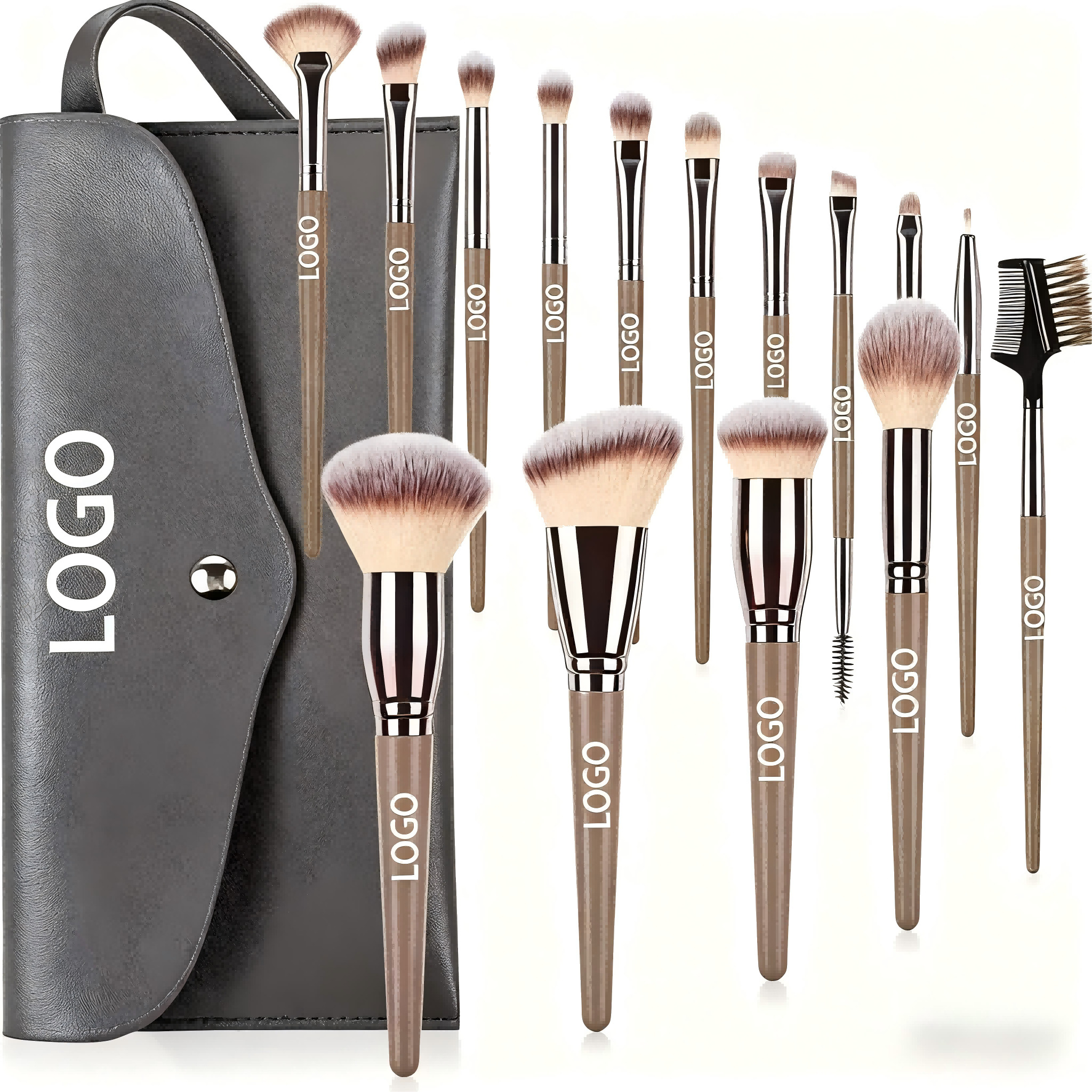 15-Piece Travel Makeup Brush Set Super Soft Bristles Thickened Alumina Tube-Wholesale Mini Peach Synthetic Hair Face Makeup