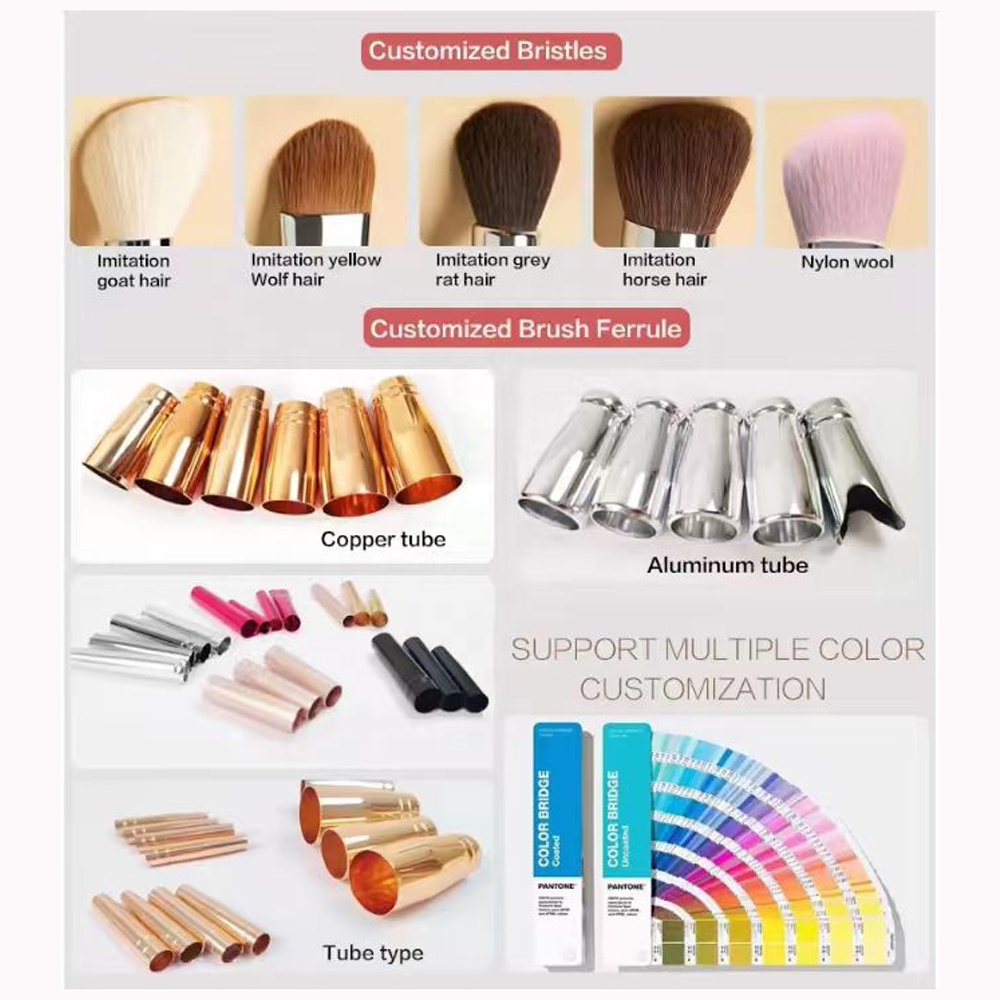 Fast Shipping Triangle Foundation Brush High Quality Copper Ferrule Single Concealer Brush Bronzer Private Label Accept