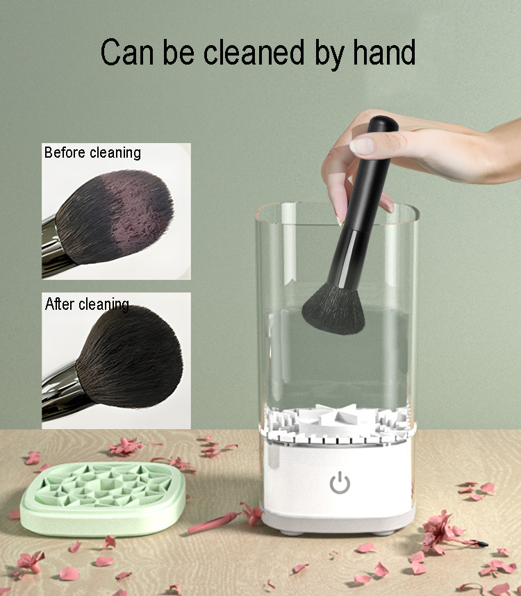 Laxney New Design Rechargeable Portable Electric Makeup Brush Cleaner with ABS/TPE Material White Color for Commercial Home Use