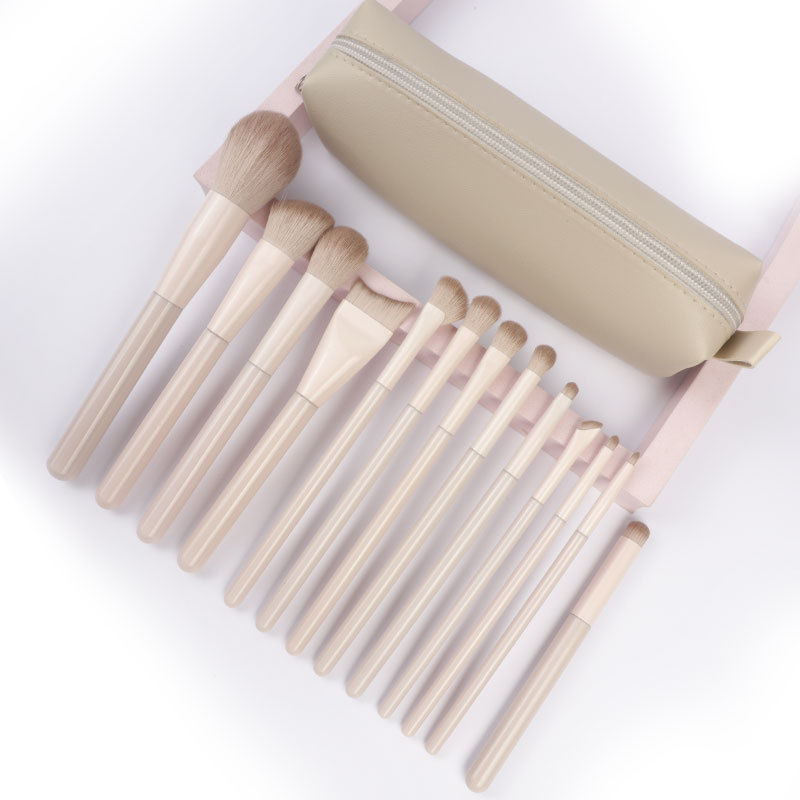 13-piece Beginner Eco-friendly Makeup Brush Set-Luxurious pink Custom-made Private Brand Travel-Friendly Makeup Brushes Storage