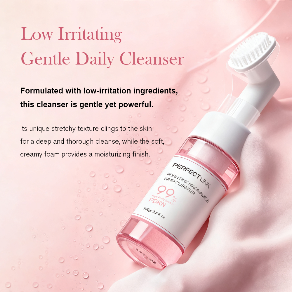 Private Label Korean Facial Brush Cleanser Pink PDRN Niacinamide Pore Deep Cleansing Salmon DNA PDRN Face Wash